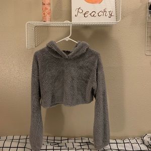 Faux Fur Cropped Hoodie